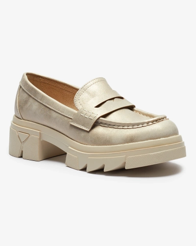 Золотые женские мокасины из экокожи Sepop- Footwear
