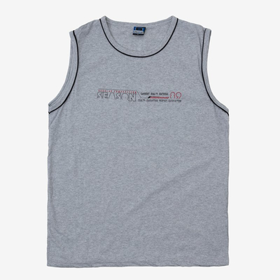 Vyriški pilki medvilniniai marškinėliai be rankovių-drabužiai