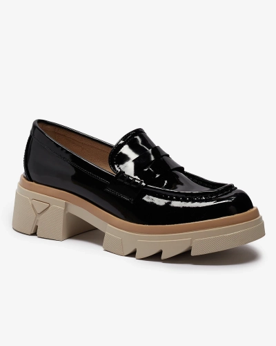 Черные женские мокасины из лакированной экокожи Sepop- Footwear