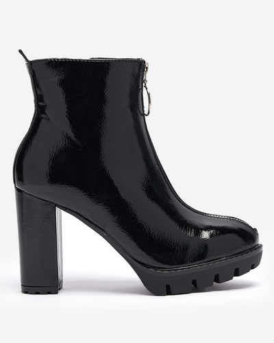 Черные лакированные женские сапоги на высокой шпильке Fallida- Footwear