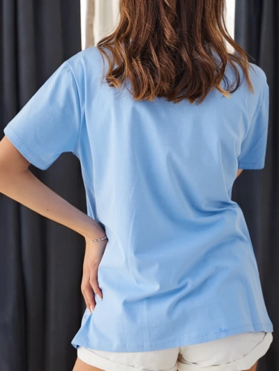Royalfashion Moteriška medvilninė T-shirt MEILĖ su blizgučiais