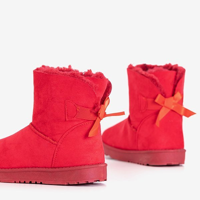 Czerwone damskie śniegowce z kokardką Pomona - Obuwie