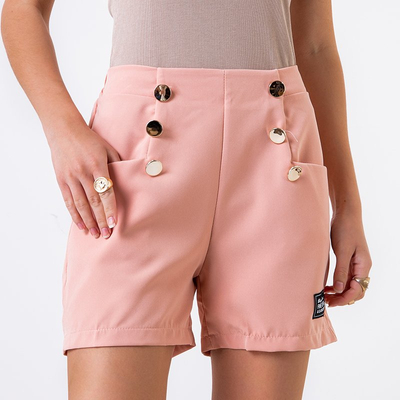 Персиковые женские шорты с пуговицами