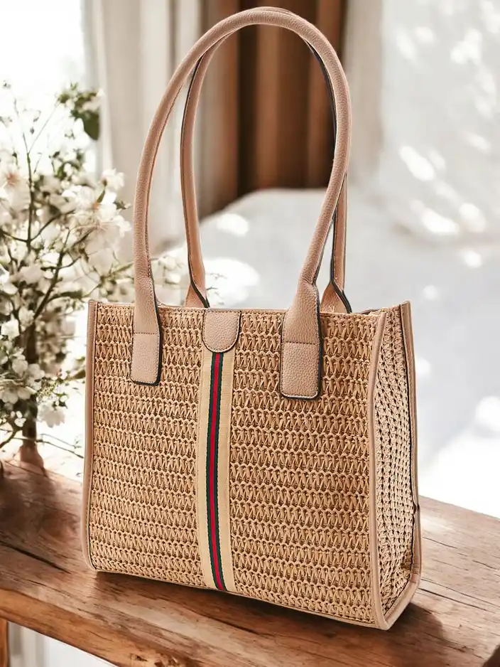 Royalfashion Большая соломенная женская летняя сумка