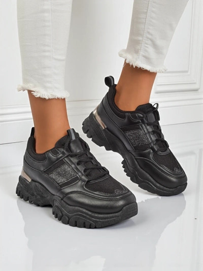 Arete Nero women's flat eco-leather sneakers