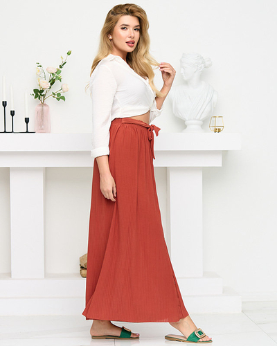 Moteriškas koralų klostuotas midi sijonas su sagomis - Avalynė