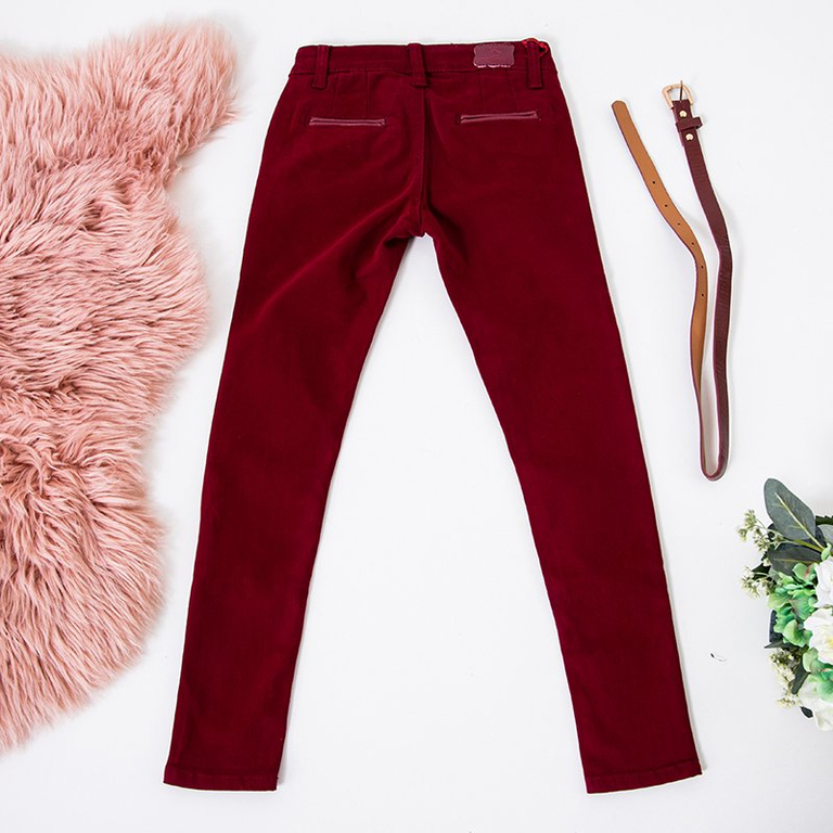 Бордовые детские брюки с ремнем