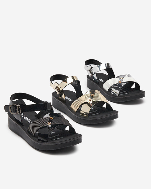 Lakuoto sidabro basutės plokščiakulniais Pulqo- Footwear