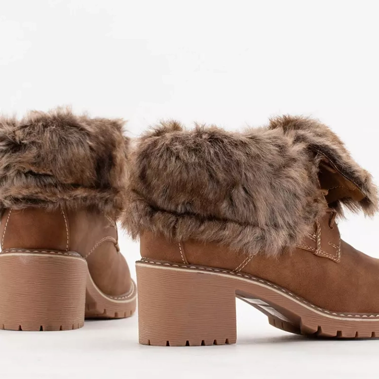 OUTLET Rudi moteriški suvarstomi batai ant žemo stulpelio Kalera - Avalynė