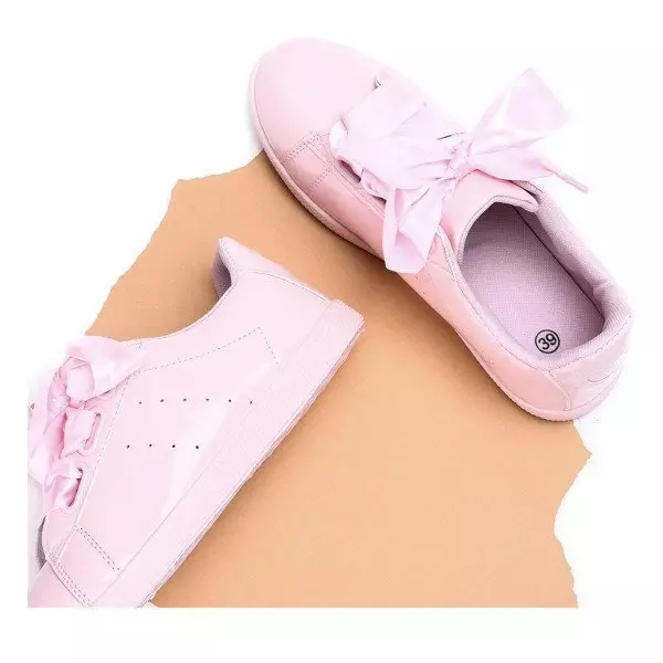 OUTLET Розовые лакированные кроссовки, перевязанные воскресной лентой - Обувь