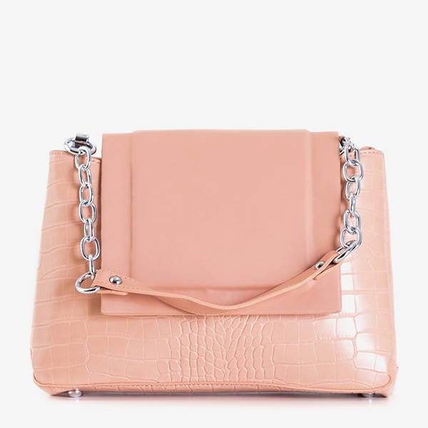 Женская сумочка с тиснением в персиковом цвете