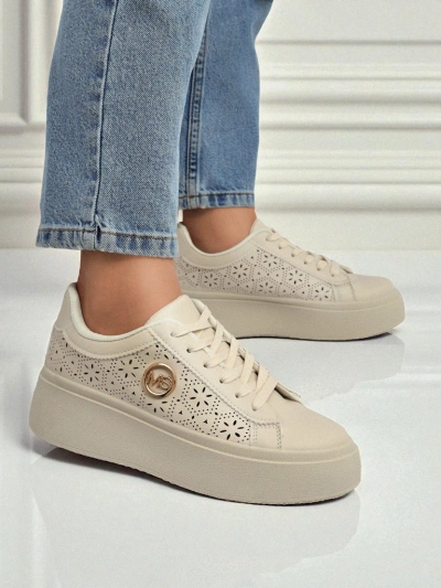 Aurelia Бежевые Кроссовки Платформа Royalfashion Экокожа