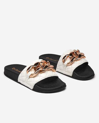 Женские белые тапочки с декором Lyrynn- Обувь