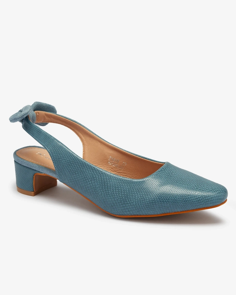 Женские голубые туфли на подкладке с тиснением и бантом Olikasa - Обувь