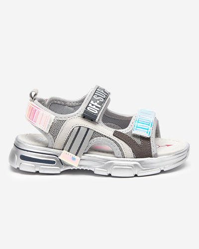 Pilkos spalvos mergaičių basutės su holografiniais intarpais iš Heilol - Footwear