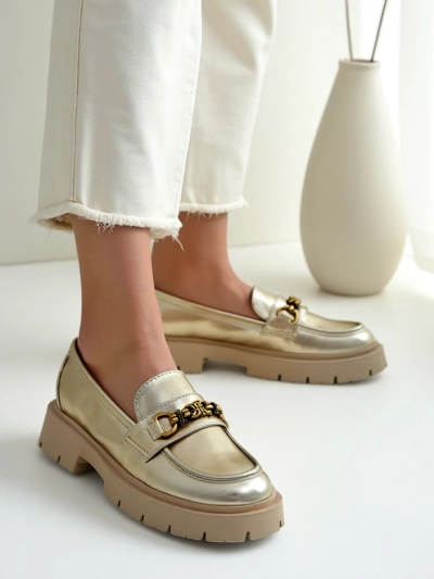Royalfashion Женские мокасины с золотым покрытием Goldlove