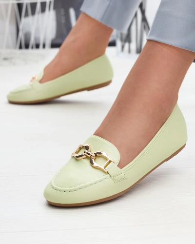 Зеленые женские мокасины из экокожи с украшением Wiwet-Footwear