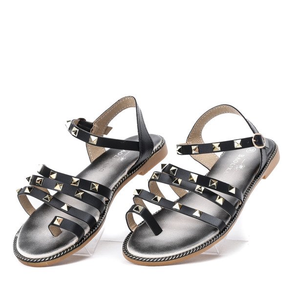 Czarne sandały ze złotymi ćwiekami Sokoto - Obuwie