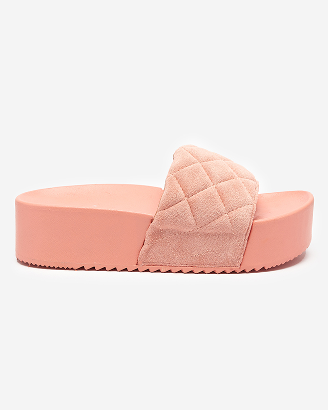 OUTLET Moteriškos koralinės dygsniuotos basutės ant Koriner platformos - Avalynė