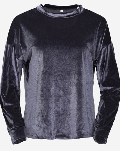 Женская темно-серая велюровая блузка - Одежда