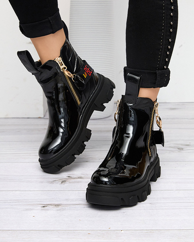 Черные женские лакированные сапоги Osallu 