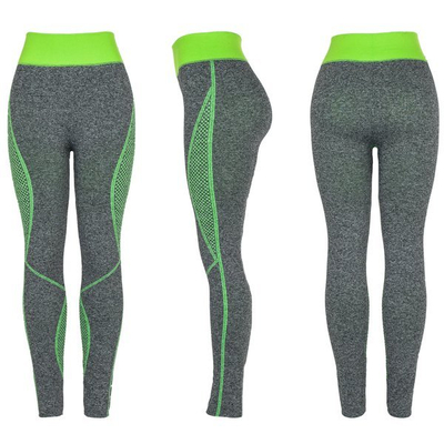 	Szare getry z zielonymi wstawkami - Spodnie