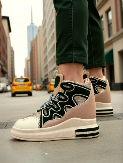 Royalfashion Aukšti moteriški sportbačiai su paslėptu platforma Oblaffi