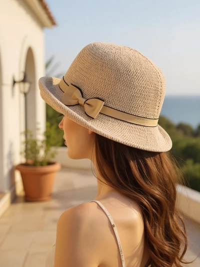 Royalfashion Moteriška skrybėlė dekoruota kaspinu Summer Grace