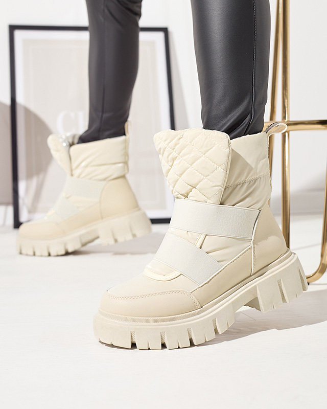 OUTLET Женские сноубутсы на плоской подошве бежевого цвета Ferory- Footwear