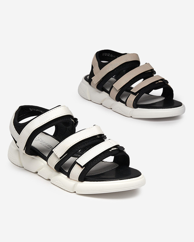 Smėlio spalvos „Mumin-Shoes“ mergaičių basutės užsegamos Velcro lipduku
