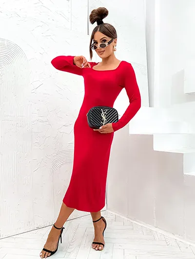 Royalfashion Moterims skirtas ilgas audinio suknelės modelis