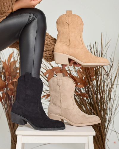 Royalfashion Šviesiai rudi apšiltinti moteriški kaubojiški batai Bronco