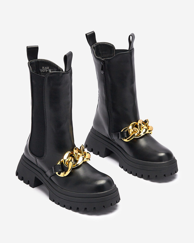 Juodi moteriški batai su grandinėle Evves- Footwear