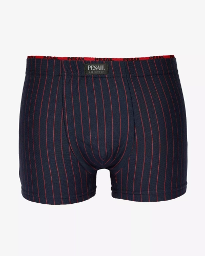 "Royalfashion" Navy blue vyriški boksininko šortai su raudonais dryžiais