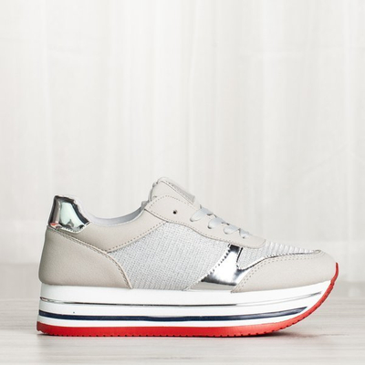 Szare buty sportowe na platformie Lexia - Obuwie