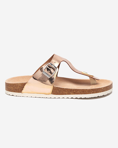 Женские шлепанцы Elotsi розового цвета металлик - Обувь