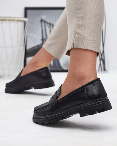 Женские мокасины из экокожи черного цвета Raffiv- Footwear