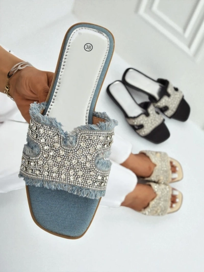 Royalfashion Женские шлёпанцы с камнями CrystalEase