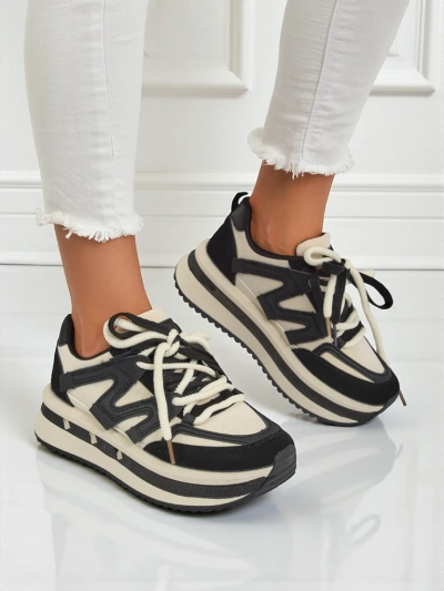 Selene Nero Black Eco-Leather Platform Sneakers for Women