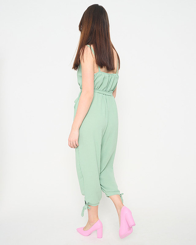 Комбинезон женский зеленый на тонких бретелях - Одежда