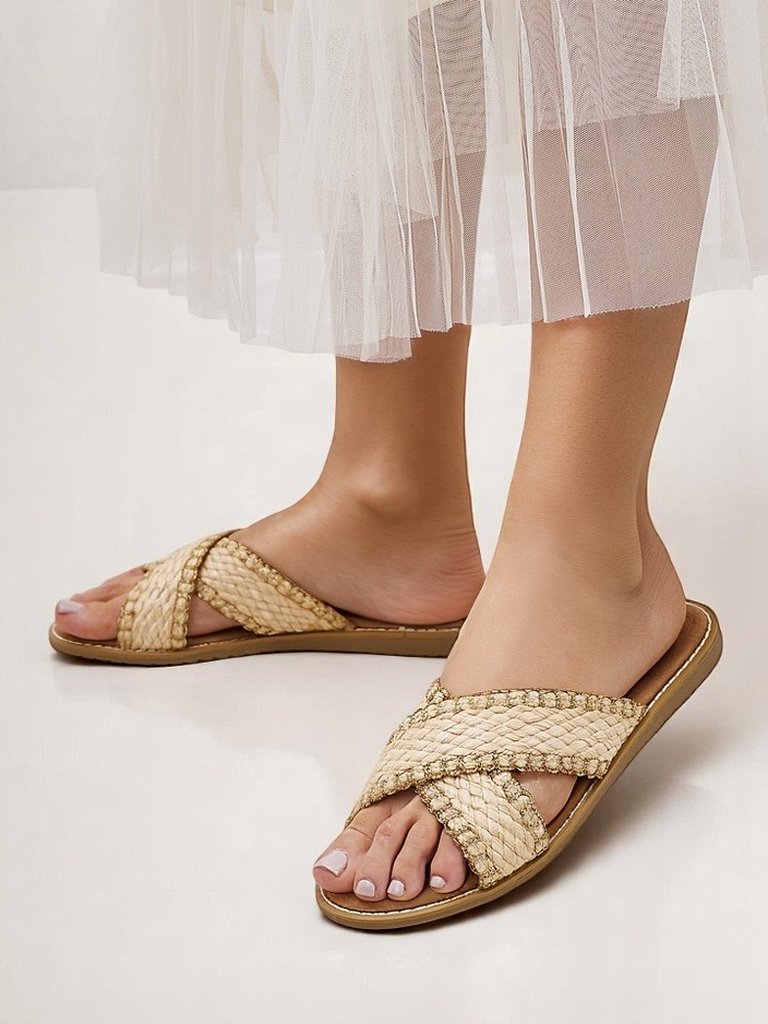 Royalfashion moteriški šlepetės su pintais dirželiais Bornes