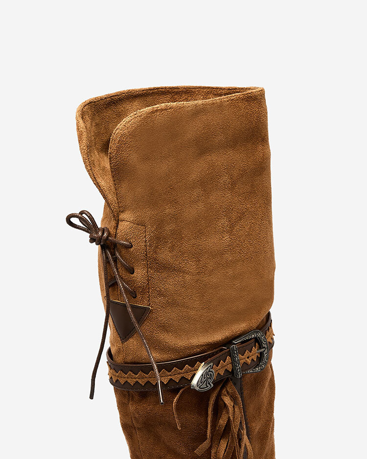 Royalfashion Коричневые женские сапоги выше колена со скрытым якорем Figerra