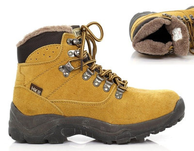 Sznurowane traperki w kolorze beżowym - Obuwie