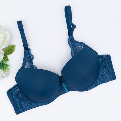 Темно-бирюзовый бюстгальтер push-up с кружевными вставками
