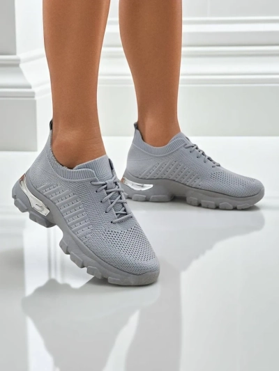 Atenea Light Grey Fabric Flat Kicks fo' Gurls wit' dat 4.5 cm Sole