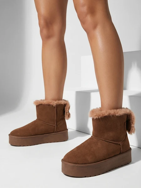 Royalfashion Женские сапоги a'la snow boots в коричневом цвете Goroggo