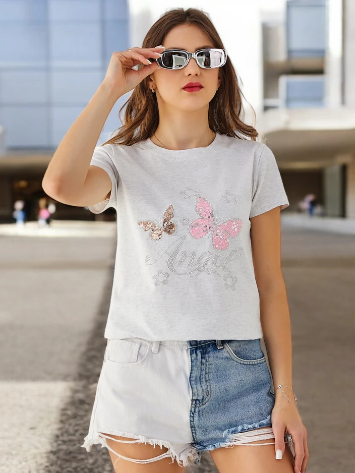 Royalfashion Хлопковая Женская Футболка Бабочка