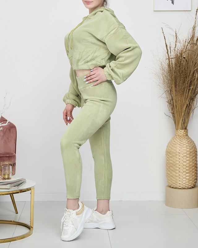 Žalias moteriškas sportinis komplektas: džemperis ir kelnės - Apranga