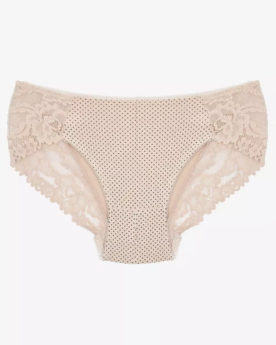 Бежевые женские трусики с принтом в горошек - Нижнее белье