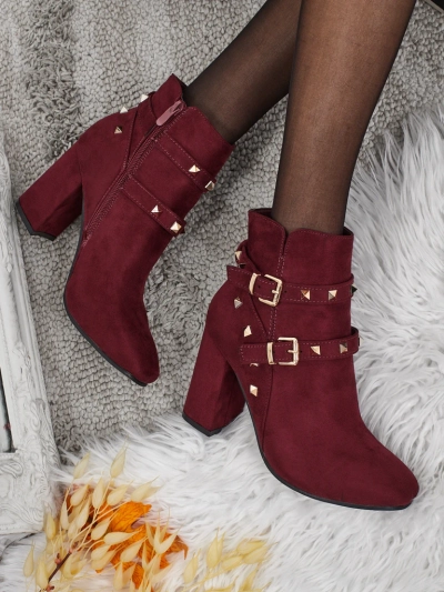 Botki Verentia zamszowe w bordowym kolorze